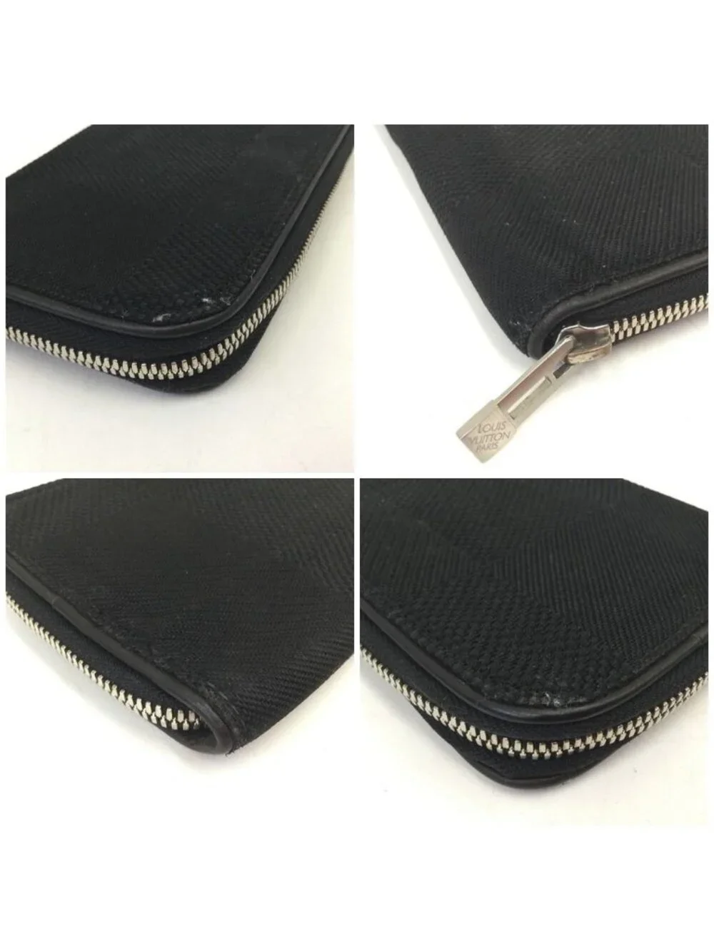 Louis Vuitton Damier Geant Portefeuille Longippe Zip Around Wallet Black